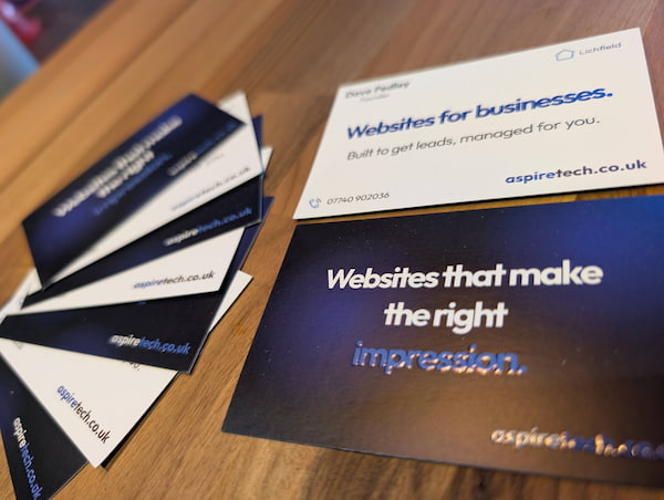 Professionally designed business cards for a small business