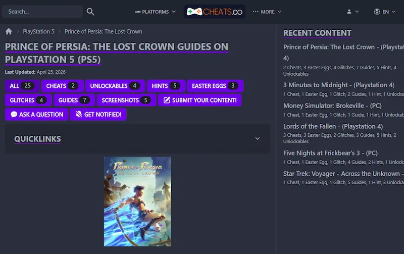Cheats.co website