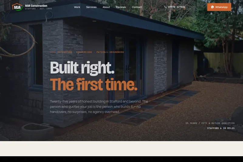 MJA Construction website